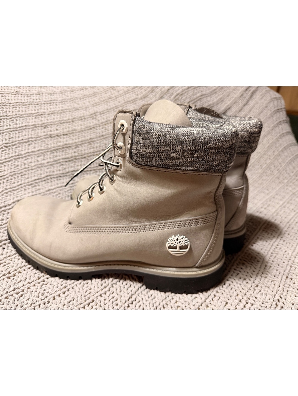 Timberland Men's Nubuck Premium Boots – Light Grey / Knit Collar